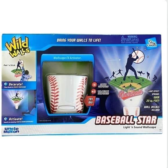Wild Walls Other - NEW Wild Walls BASEBALL STAR Light & Sound Wallscape Decals Room Decor